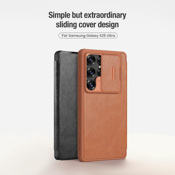 FRATO Samsung S25U Samsung Galaxy S25 Ultra Camera Protection Nillkin Qin Prop Leather Flip Cover Black