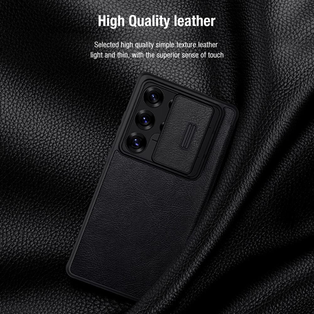 FRATO Samsung S25U Samsung Galaxy S25 Ultra Camera Protection Nillkin Qin Prop Leather Flip Cover Black