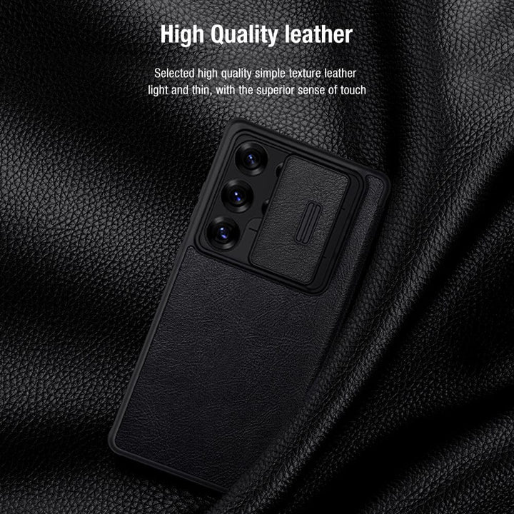 FRATO Samsung S25U Samsung Galaxy S25 Ultra Camera Protection Nillkin Qin Prop Leather Flip Cover Black