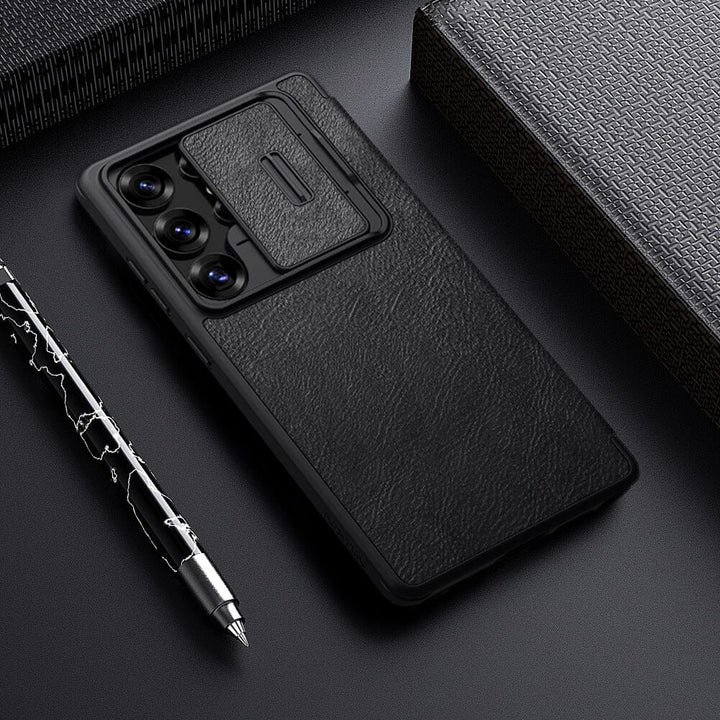 FRATO Samsung S25U Samsung Galaxy S25 Ultra Camera Protection Nillkin Qin Prop Leather Flip Cover Black