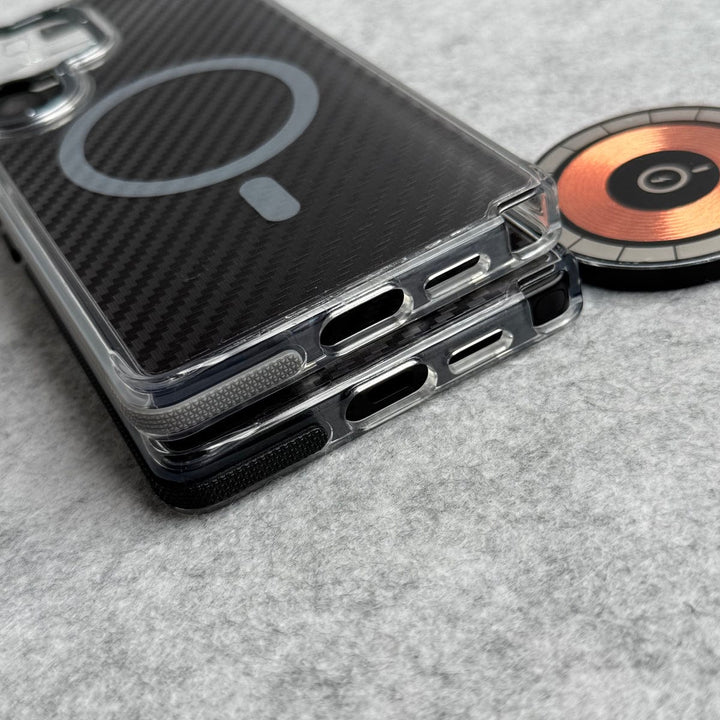 FRATO Samsung S25U Samsung Galaxy S25 Ultra Carbon Texture Transparent Metal Camera Ring MagSafe Cover