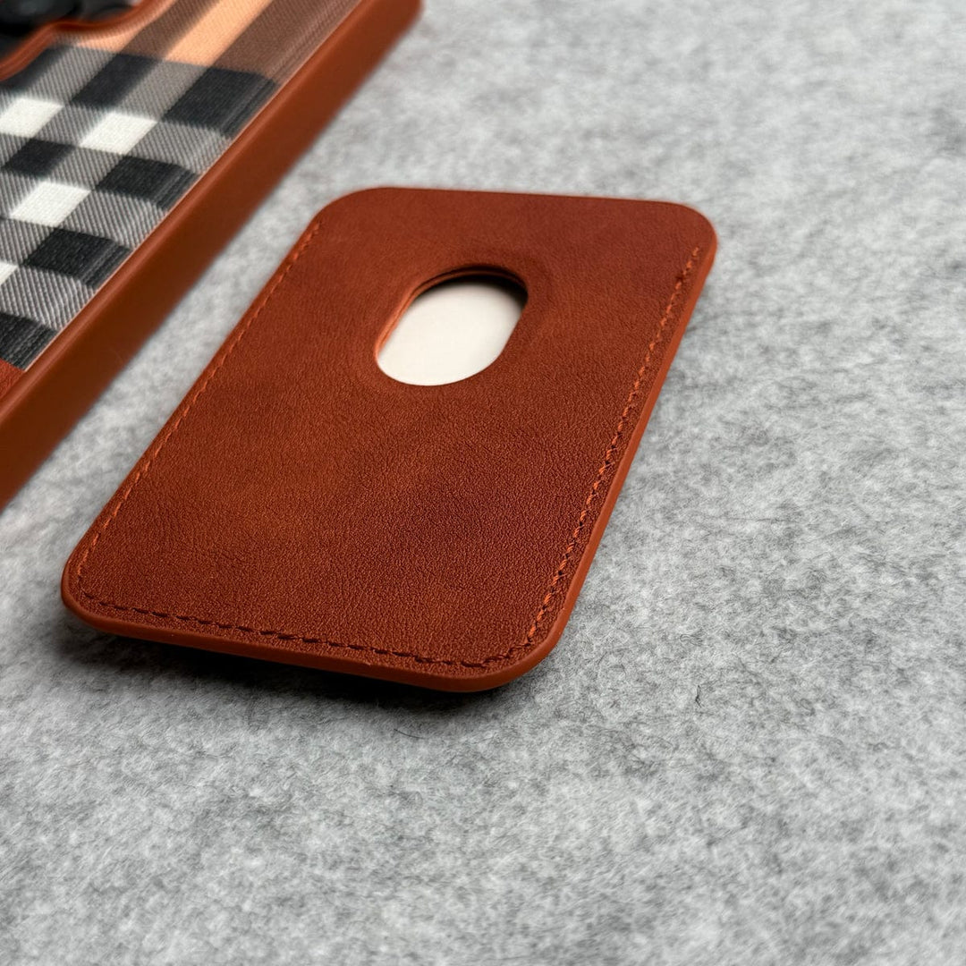 FRATO Samsung S25U Samsung Galaxy S25 Ultra Checks Leather Case With Detachable Magnetic Magsafe Card Holder Cover