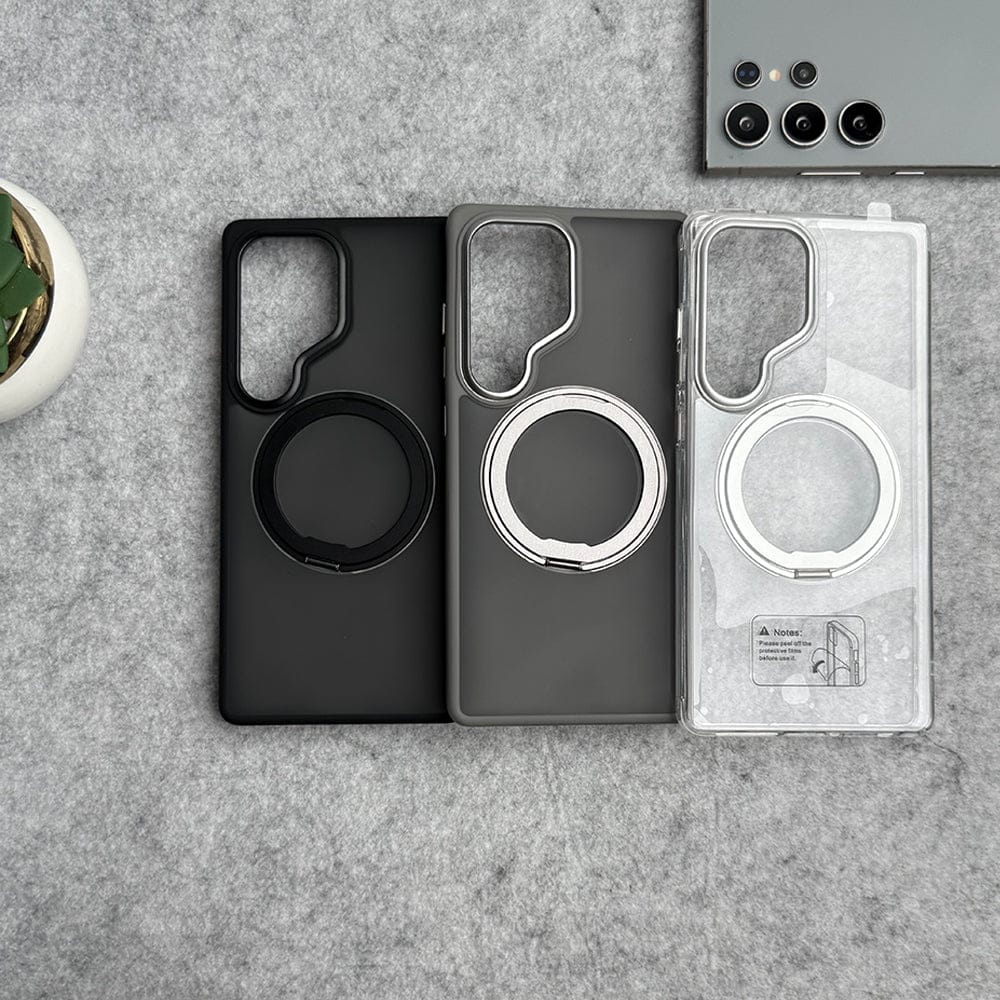 FRATO Samsung S25U Samsung Galaxy S25 Ultra Clear Cover With Metal Stand and Metal Camera Bump