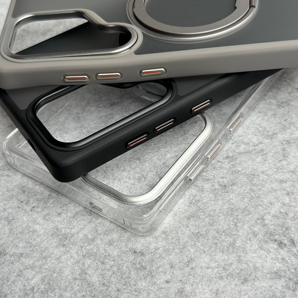 FRATO Samsung S25U Samsung Galaxy S25 Ultra Clear Cover With Metal Stand and Metal Camera Bump