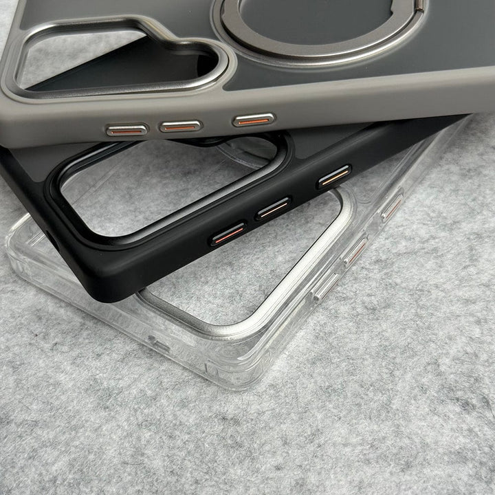 FRATO Samsung S25U Samsung Galaxy S25 Ultra Clear Cover With Metal Stand and Metal Camera Bump