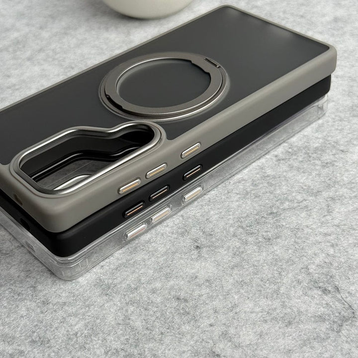 FRATO Samsung S25U Samsung Galaxy S25 Ultra Clear Cover With Metal Stand and Metal Camera Bump