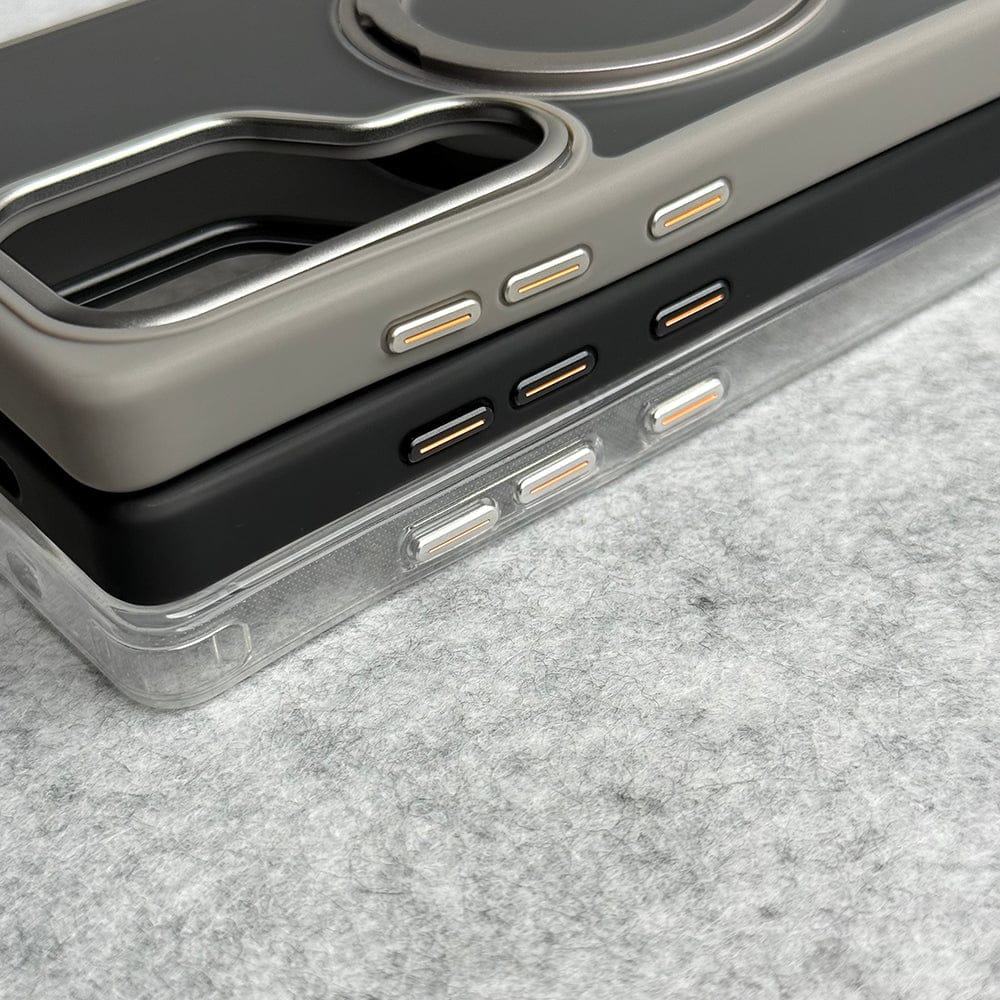 FRATO Samsung S25U Samsung Galaxy S25 Ultra Clear Cover With Metal Stand and Metal Camera Bump