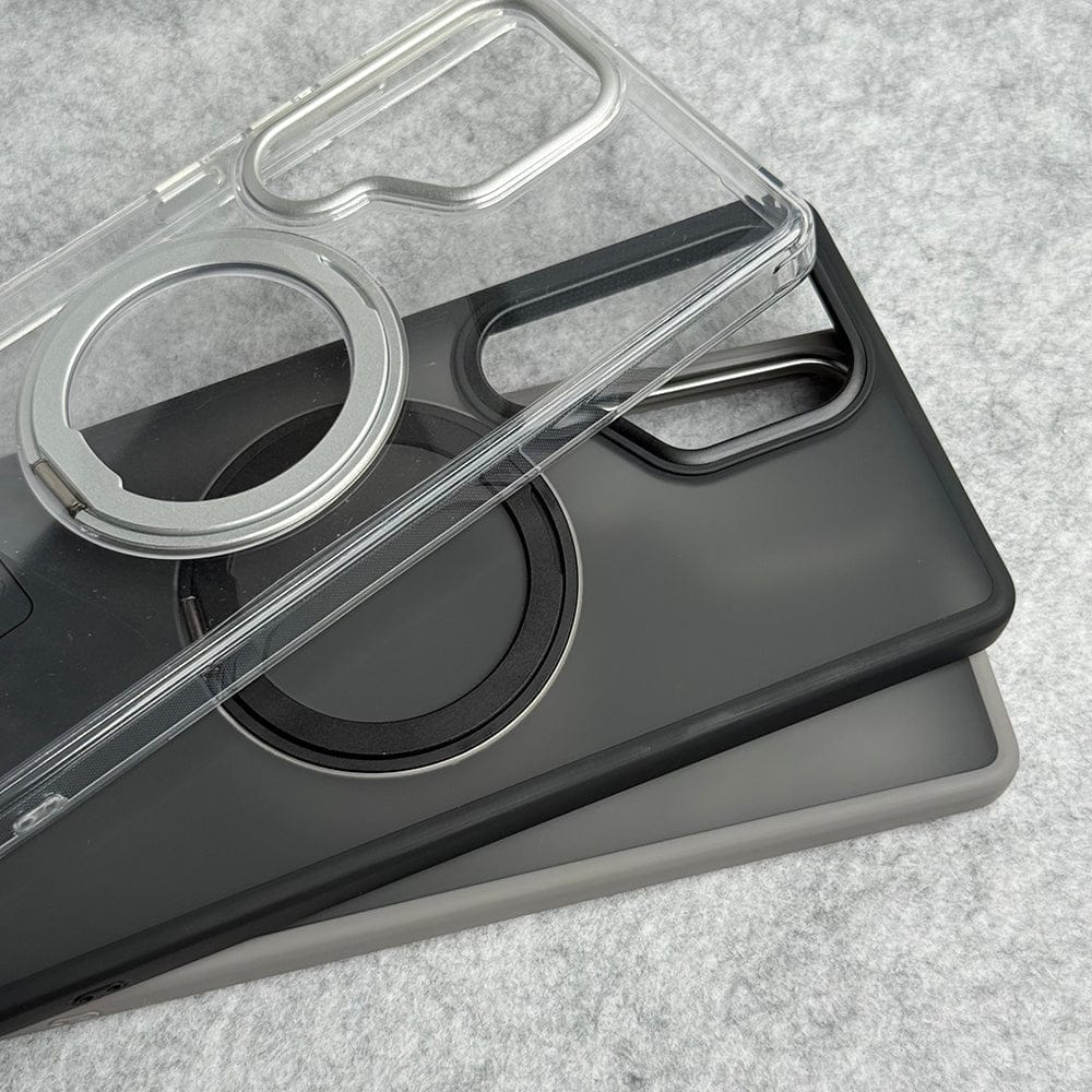 FRATO Samsung S25U Samsung Galaxy S25 Ultra Clear Cover With Metal Stand and Metal Camera Bump