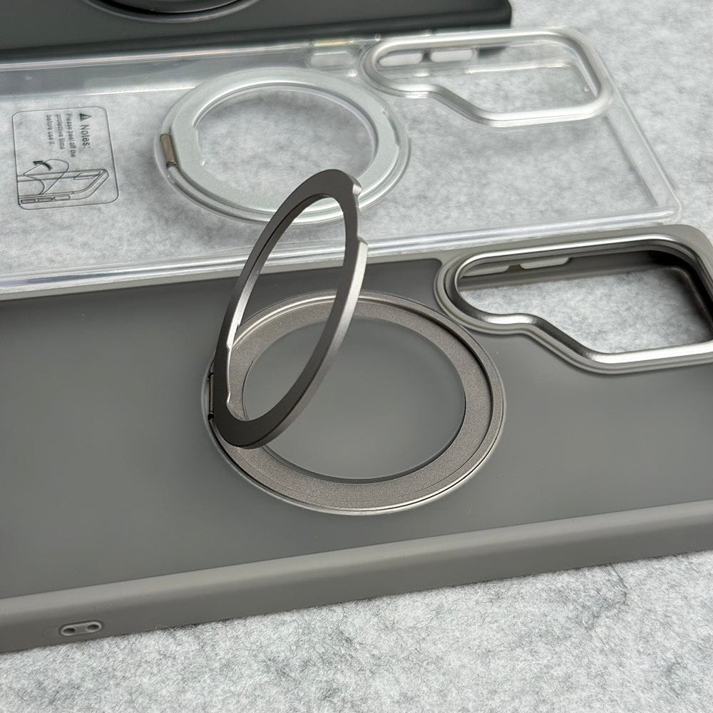 FRATO Samsung S25U Samsung Galaxy S25 Ultra Clear Cover With Metal Stand and Metal Camera Bump