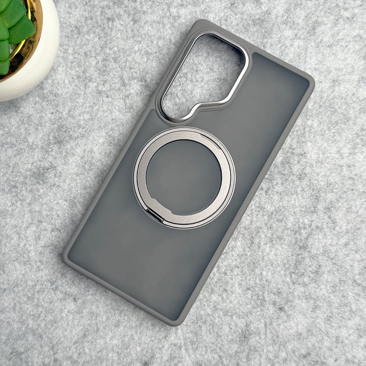 FRATO Samsung S25U Samsung Galaxy S25 Ultra Clear Cover With Metal Stand and Metal Camera Bump