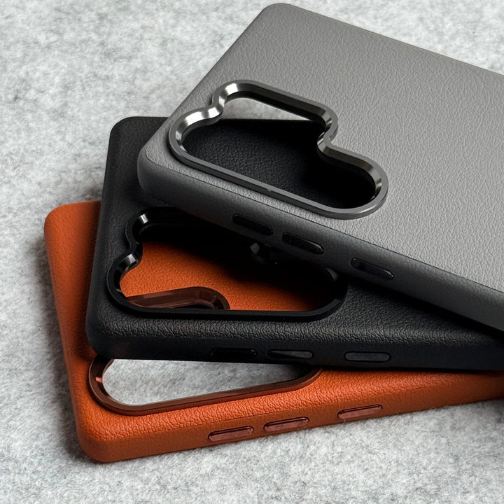 FRATO Samsung S25U Samsung Galaxy S25 Ultra Leather Texture Design MagSafe PVC Case With Metal Camera Bump