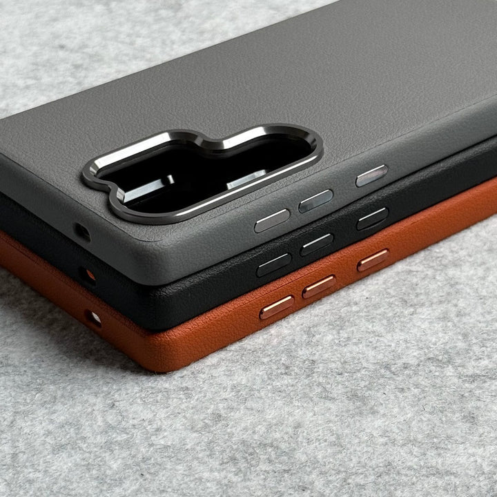 FRATO Samsung S25U Samsung Galaxy S25 Ultra Leather Texture Design MagSafe PVC Case With Metal Camera Bump