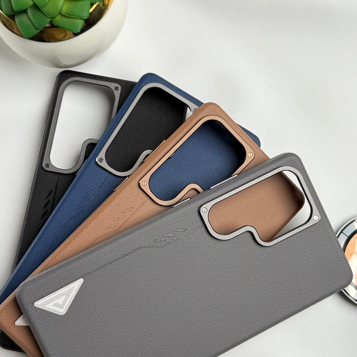FRATO Samsung S25U Samsung Galaxy S25 Ultra Leather Texture MagSafe PVC NUIU Case With Metal Camera Bump