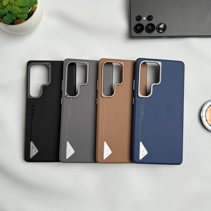 FRATO Samsung S25U Samsung Galaxy S25 Ultra Leather Texture MagSafe PVC NUIU Case With Metal Camera Bump