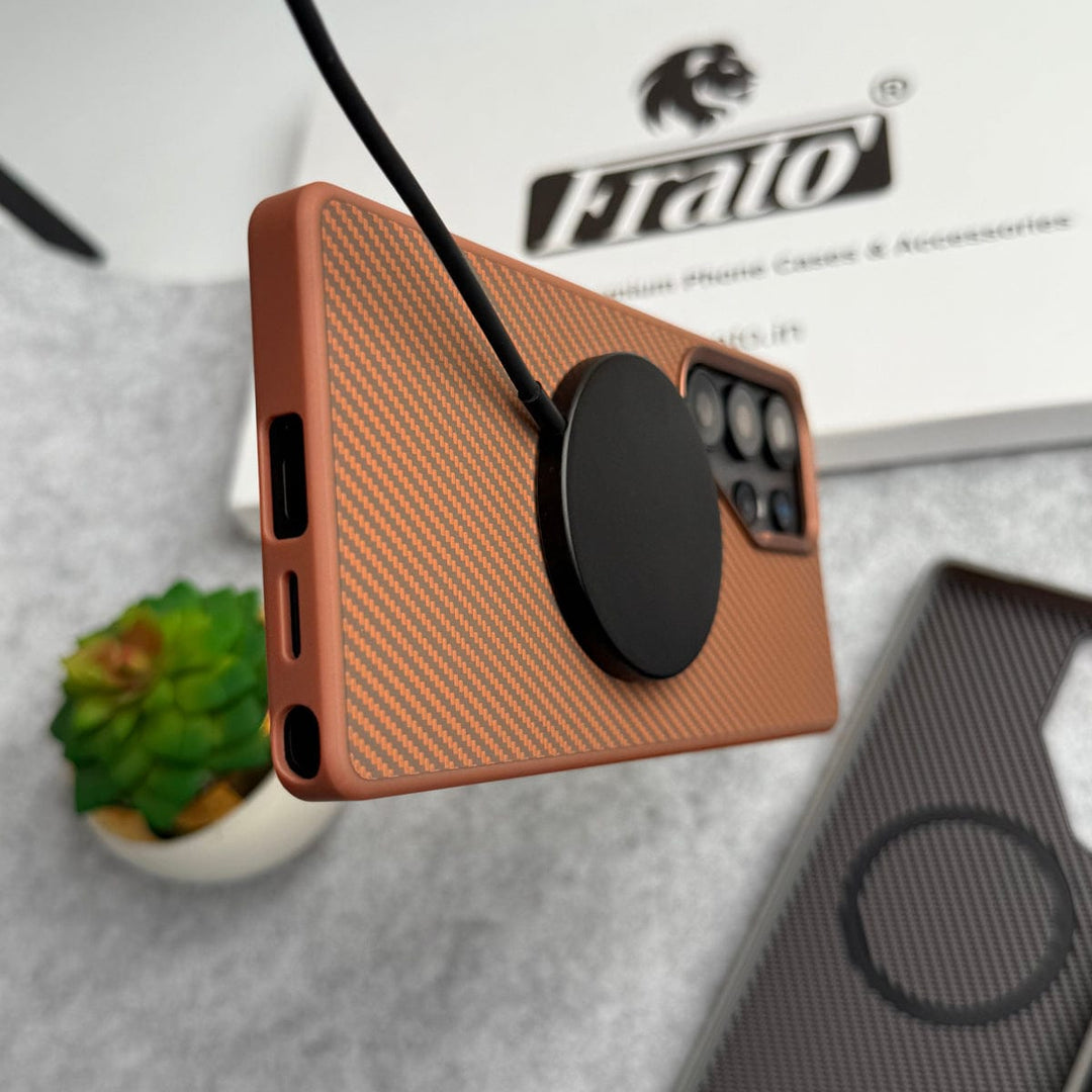 FRATO Samsung S25U Samsung Galaxy S25 Ultra Metal Camera Ring Carbon Fiber Design MagSafe Cover