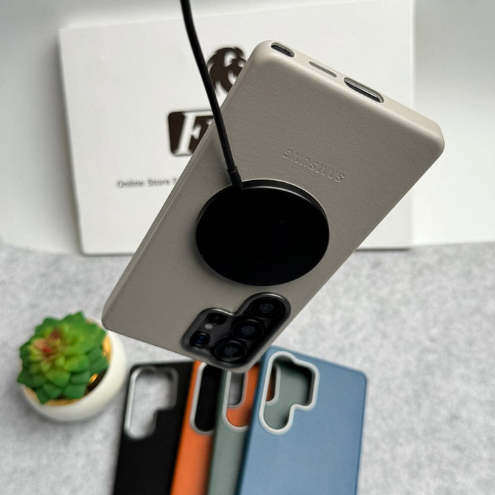 FRATO Samsung S25U Samsung Galaxy S25 Ultra Premium PU Leather MagSafe Case With Aluminium Camera Bump