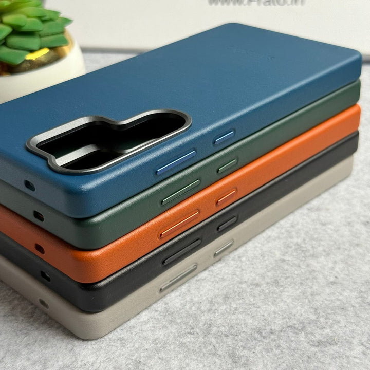 FRATO Samsung S25U Samsung Galaxy S25 Ultra Premium PU Leather MagSafe Case With Aluminium Camera Bump