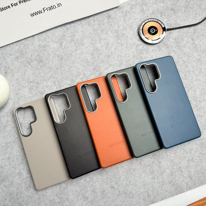 FRATO Samsung S25U Samsung Galaxy S25 Ultra Premium PU Leather MagSafe Case With Aluminium Camera Bump