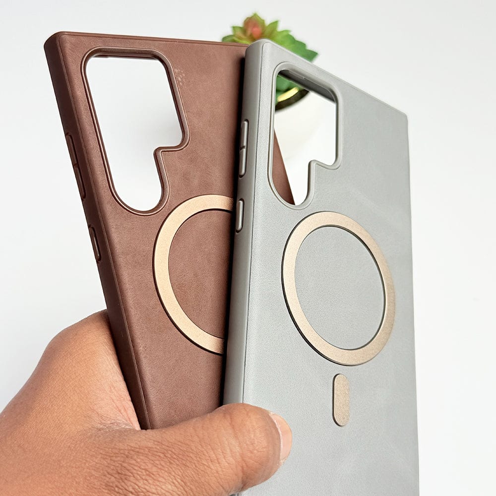 FRATO Samsung S25U Samsung Galaxy S25 Ultra Premium PU Leather Metal MagSafe Ring Cover