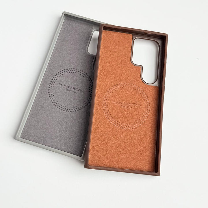 FRATO Samsung S25U Samsung Galaxy S25 Ultra Premium PU Leather Metal MagSafe Ring Cover