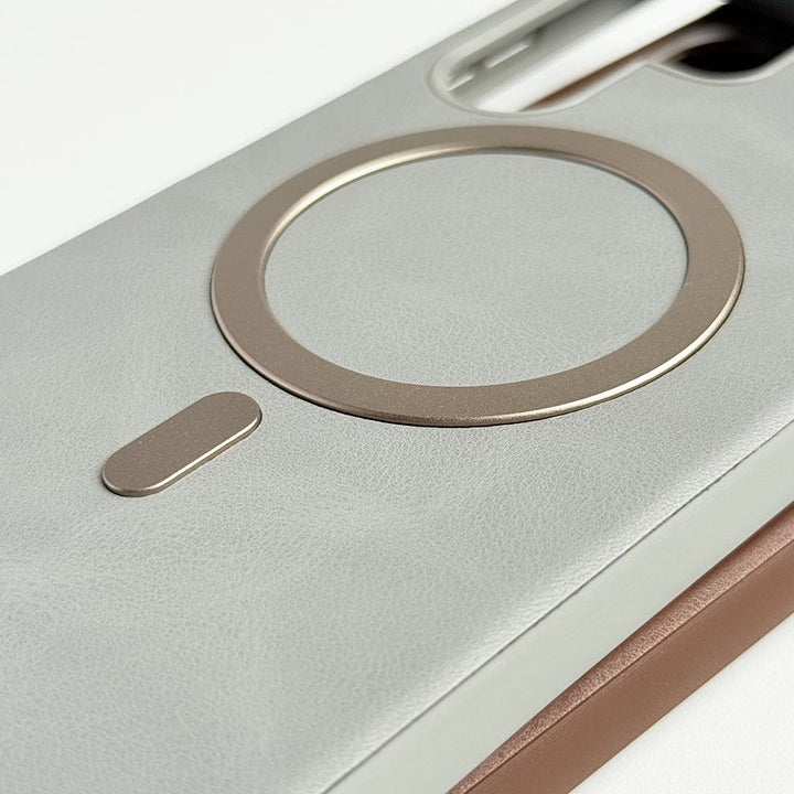 FRATO Samsung S25U Samsung Galaxy S25 Ultra Premium PU Leather Metal MagSafe Ring Cover