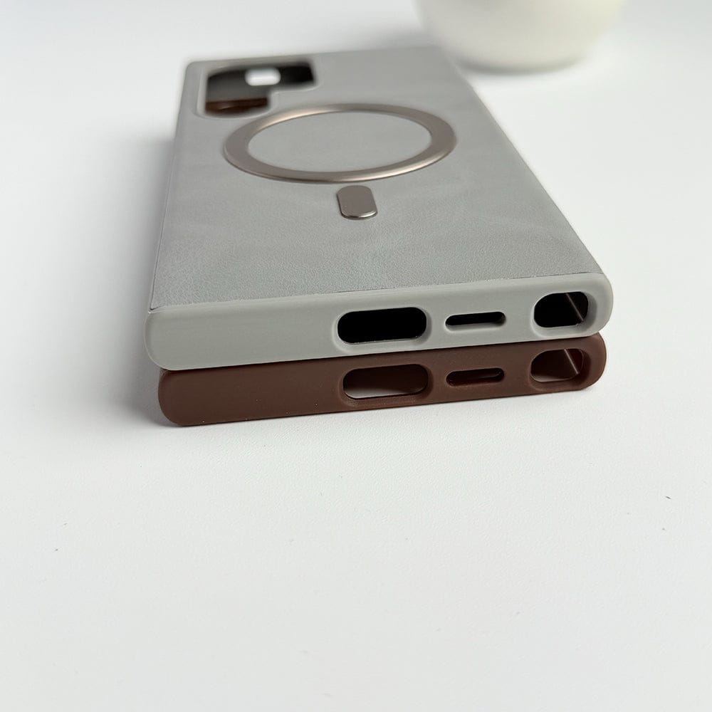 FRATO Samsung S25U Samsung Galaxy S25 Ultra Premium PU Leather Metal MagSafe Ring Cover