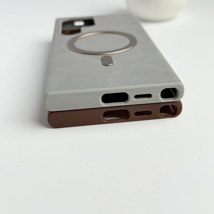 FRATO Samsung S25U Samsung Galaxy S25 Ultra Premium PU Leather Metal MagSafe Ring Cover