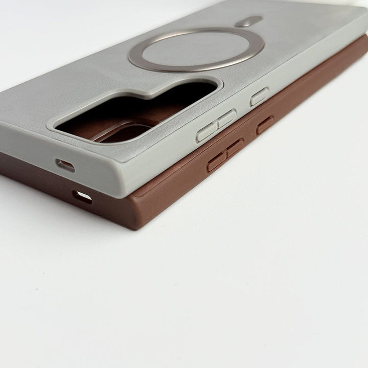 FRATO Samsung S25U Samsung Galaxy S25 Ultra Premium PU Leather Metal MagSafe Ring Cover