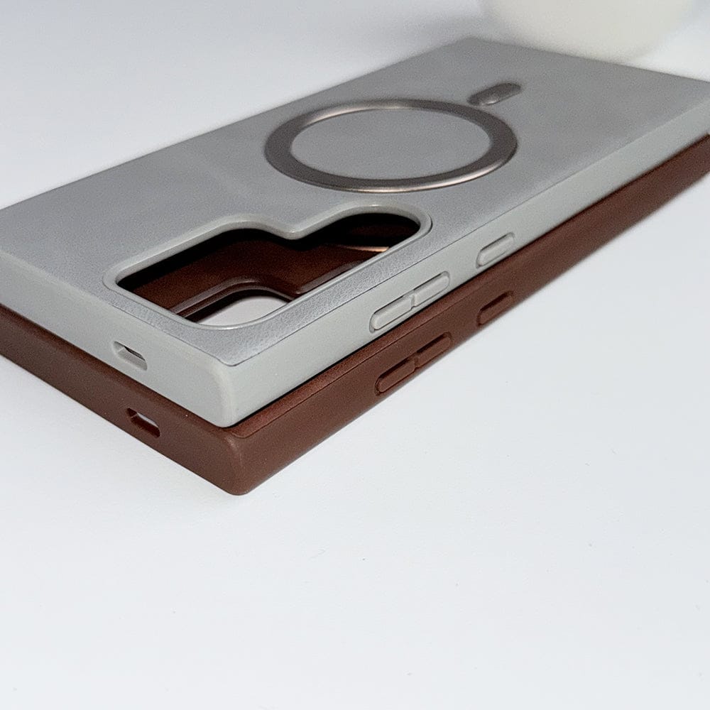 FRATO Samsung S25U Samsung Galaxy S25 Ultra Premium PU Leather Metal MagSafe Ring Cover