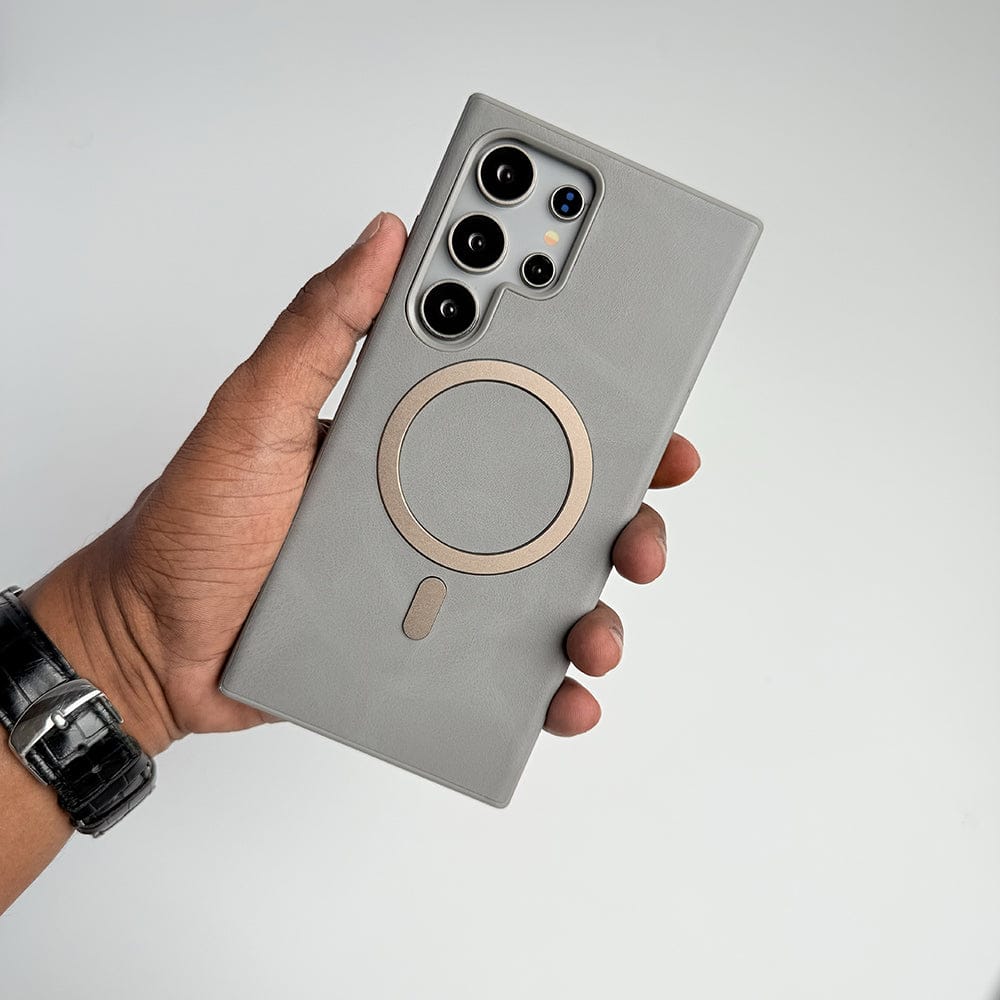 FRATO Samsung S25U Samsung Galaxy S25 Ultra Premium PU Leather Metal MagSafe Ring Cover