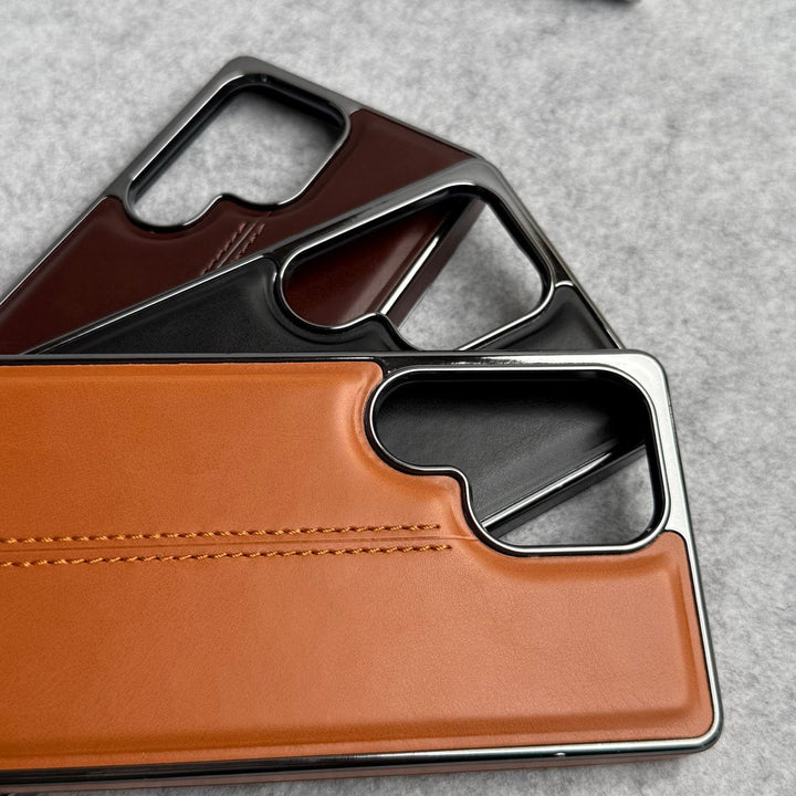 FRATO Samsung S25U Samsung Galaxy S25 Ultra PU Leather Middle Stitch Side Chrome Case Cover