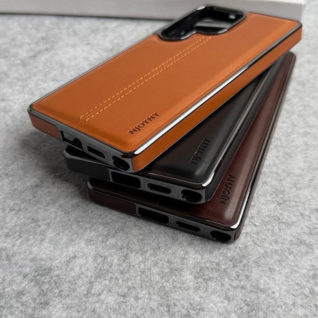 FRATO Samsung S25U Samsung Galaxy S25 Ultra PU Leather Middle Stitch Side Chrome Case Cover