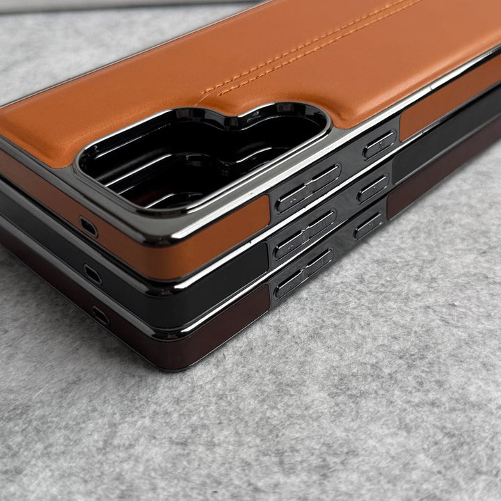 FRATO Samsung S25U Samsung Galaxy S25 Ultra PU Leather Middle Stitch Side Chrome Case Cover