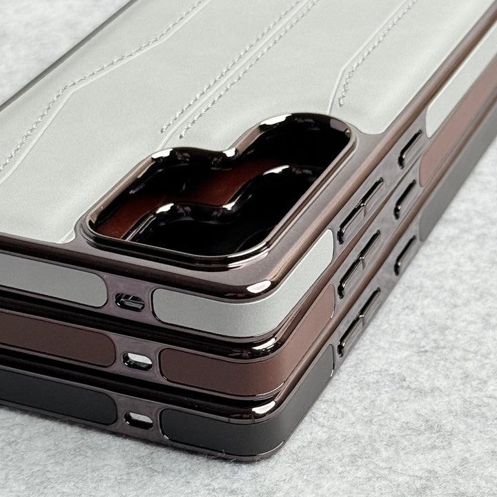 FRATO Samsung S25U Samsung Galaxy S25 Ultra PU Leather Stitch Chrome Case Cover