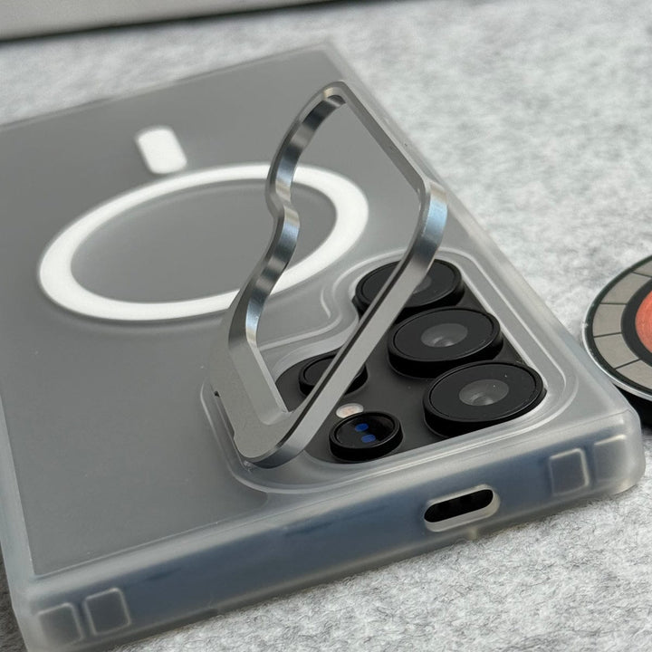 FRATO Samsung S25U Samsung Galaxy S25 Ultra Smoke MagSafe Cover With Metal Camera Bump Kick Stand