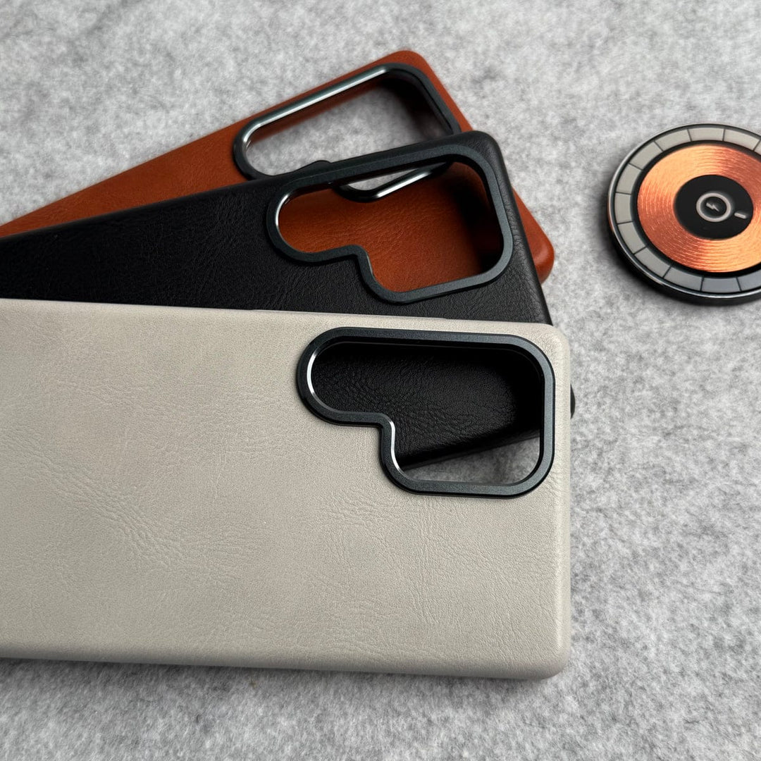 FRATO Samsung S25U Samsung Galaxy S25 Ultra Texture Leather Camera Bumper MagSafe Cover