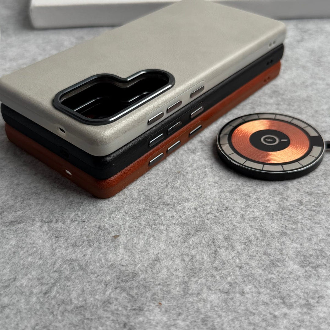 FRATO Samsung S25U Samsung Galaxy S25 Ultra Texture Leather Camera Bumper MagSafe Cover