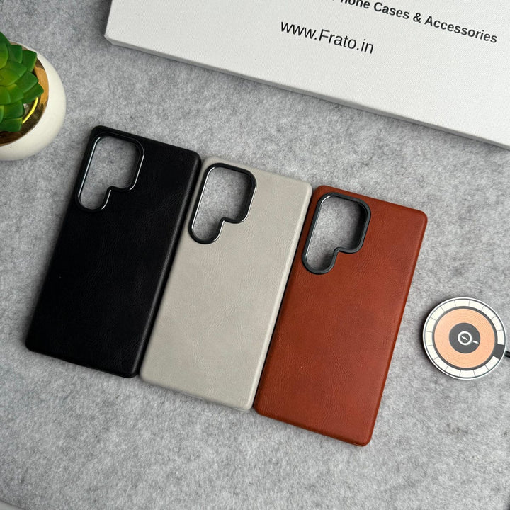 FRATO Samsung S25U Samsung Galaxy S25 Ultra Texture Leather Camera Bumper MagSafe Cover