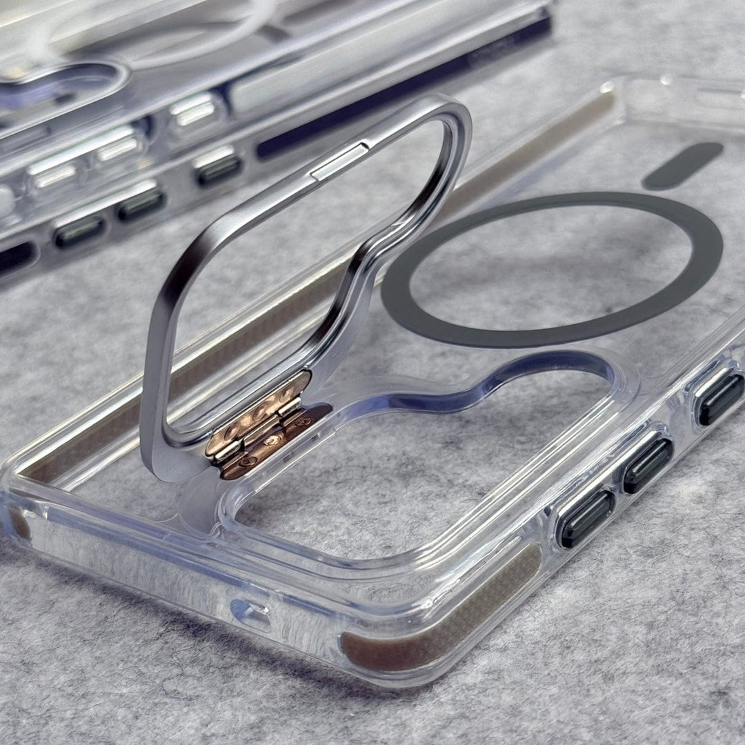 FRATO Samsung S25U Samsung Galaxy S25 Ultra Transparent MagSafe Cover With Metal Camera Bump Kick Stand