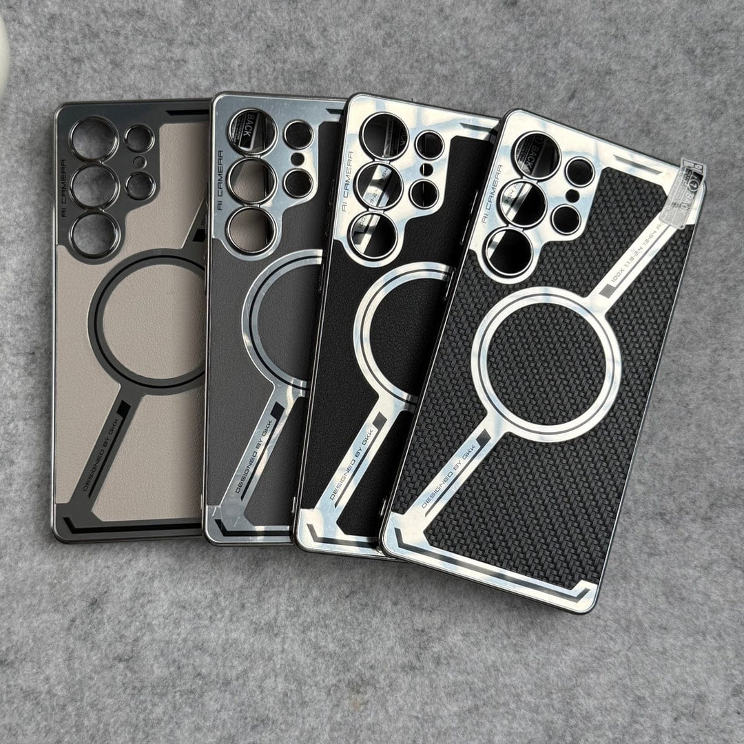 FRATO Samsung S25U Samsung Galaxy S25 Ultra Z Shape Electroplated Magnetic PU Leather Wireless Charging Case Cover