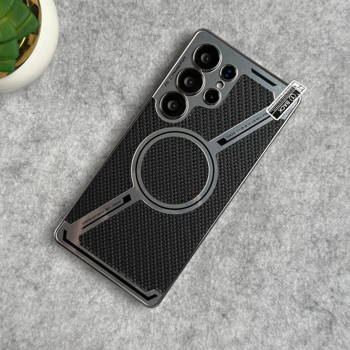 FRATO Samsung S25U Samsung Galaxy S25 Ultra Z Shape Electroplated Magnetic PU Leather Wireless Charging Case Cover