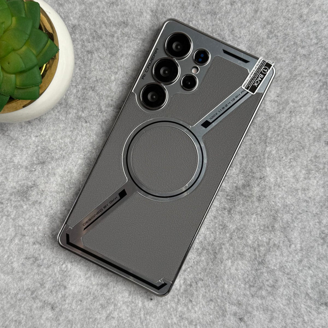 FRATO Samsung S25U Samsung Galaxy S25 Ultra Z Shape Electroplated Magnetic PU Leather Wireless Charging Case Cover