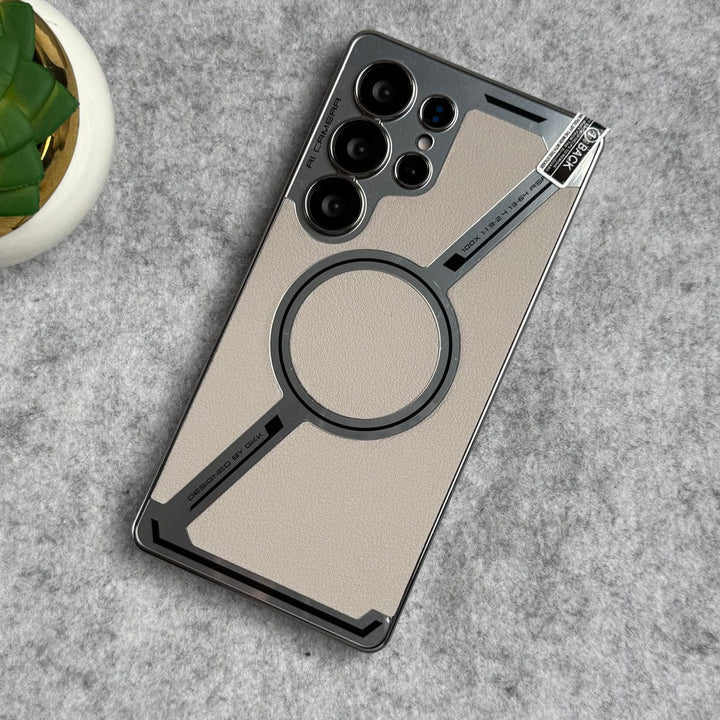 FRATO Samsung S25U Samsung Galaxy S25 Ultra Z Shape Electroplated Magnetic PU Leather Wireless Charging Case Cover