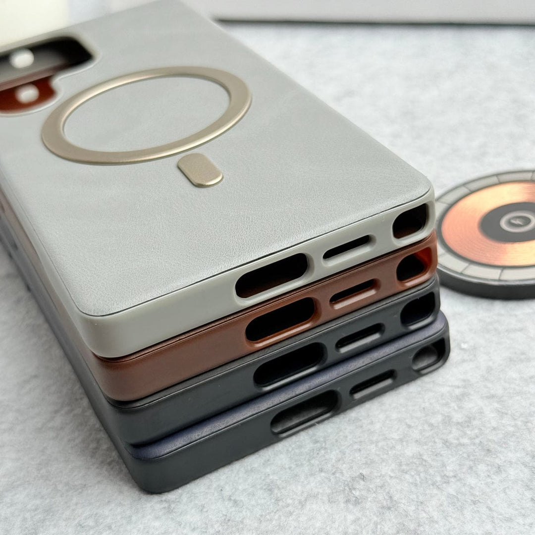 FRATO Samsung S25U Samsung Galaxy Ultra Series Premium PU Leather Metal MagSafe Ring Case