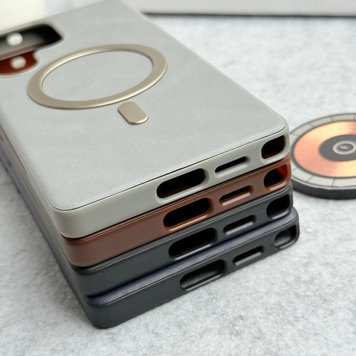 FRATO Samsung S25U Samsung Galaxy Ultra Series Premium PU Leather Metal MagSafe Ring Case