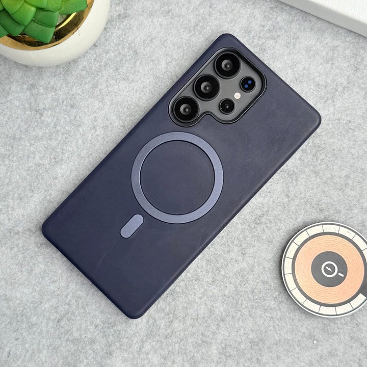 FRATO Samsung S25U Samsung Galaxy Ultra Series Premium PU Leather Metal MagSafe Ring Case