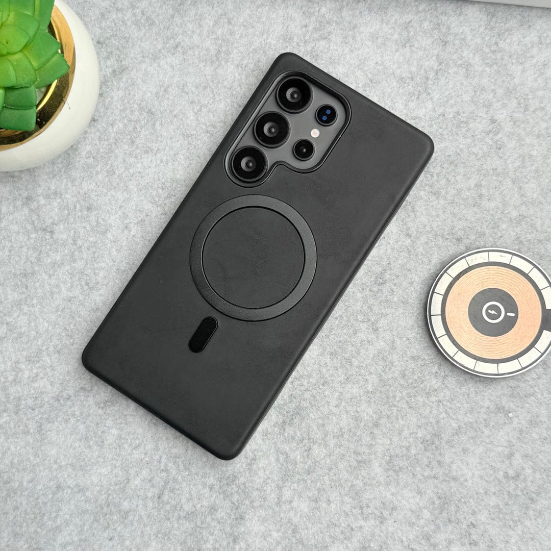 FRATO Samsung S25U Samsung Galaxy Ultra Series Premium PU Leather Metal MagSafe Ring Case