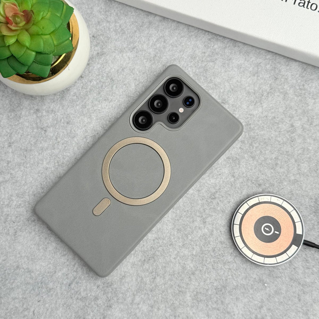 FRATO Samsung S25U Samsung Galaxy Ultra Series Premium PU Leather Metal MagSafe Ring Case