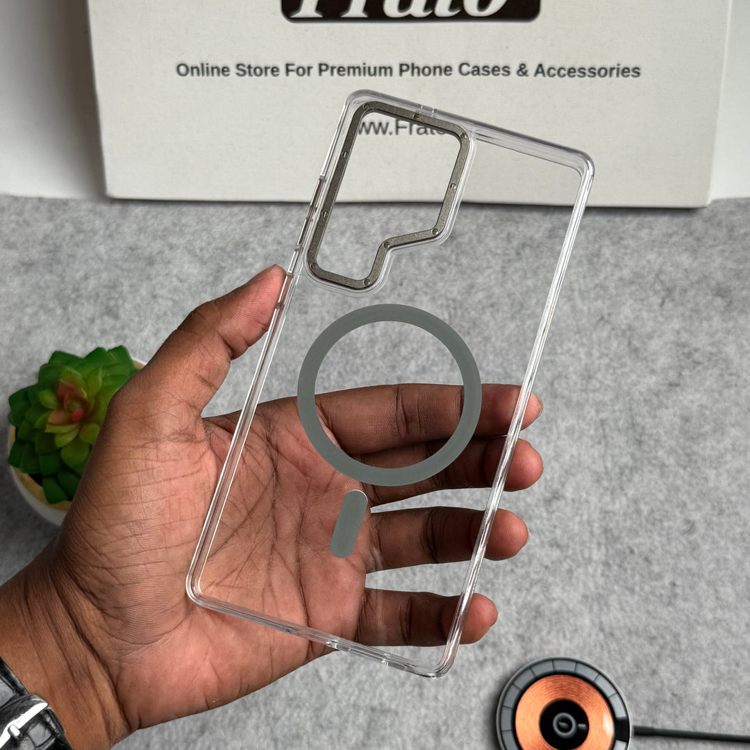 FRATO Samsung S25U Samsung Galaxy Ultra Series Transparent MagSafe Cover With Metal Camera Bump