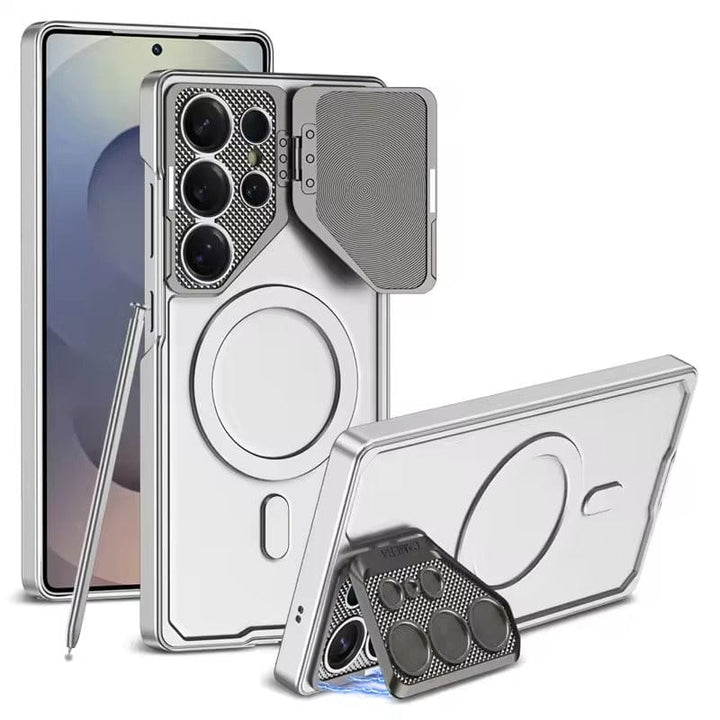 FRATO Samsung S25U Silver Samsung Galaxy S25 Ultra Lens Protection Fully Metal Bracket Hard Shell Case